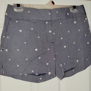 LOFT cotton blue white pin stripe with stars shorts 0